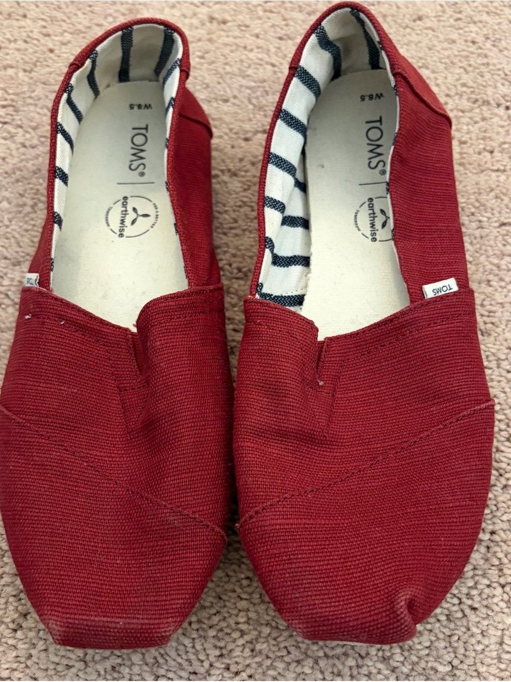 Toms Women's Red Canvas Slip-On Sneakers
